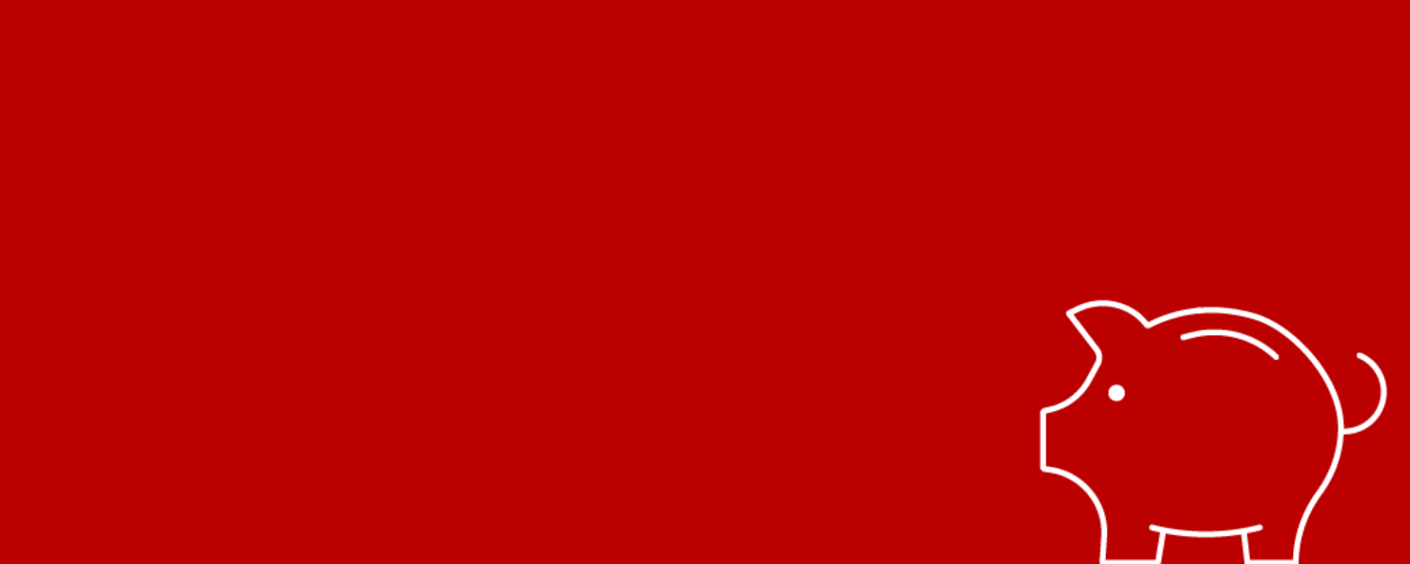 A white outline icon of a pig on a red background