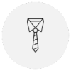 Black outline icon of collar and tie
