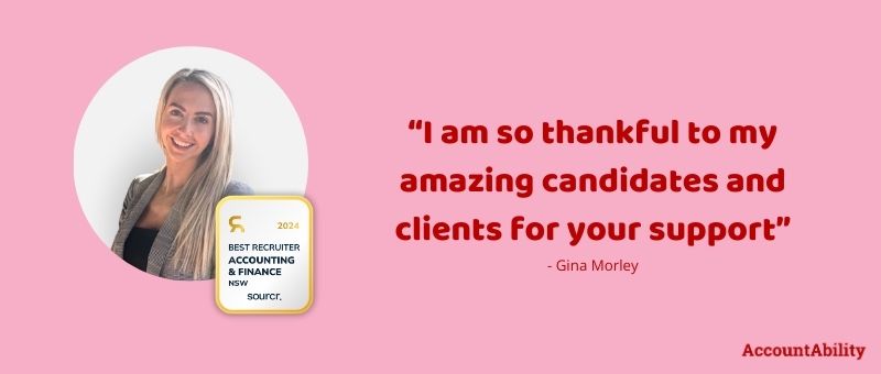 Quote: "“I am so thankful to my amazing candidates and clients for your support” - Gina Morley